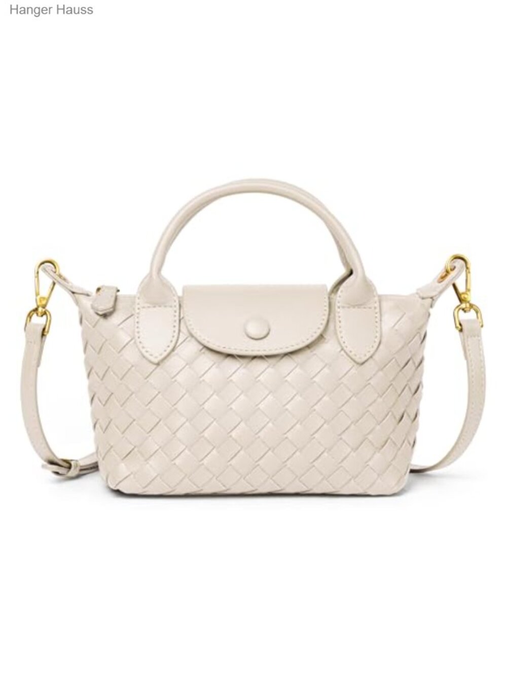 Hand Woven Vegan Leather Mini Crossbody Bag Top Handle